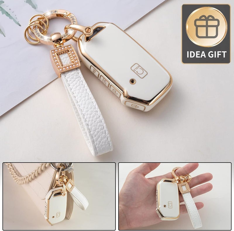 CACARLIKE for Kia Key Fob Cover with Leather Lanyard, Car Key Fob Case Compatible with Cerato Ceed Forte NIRO Sorento Seltos Sportage Soul Telluride Smart Key Protector Holder - Image 5